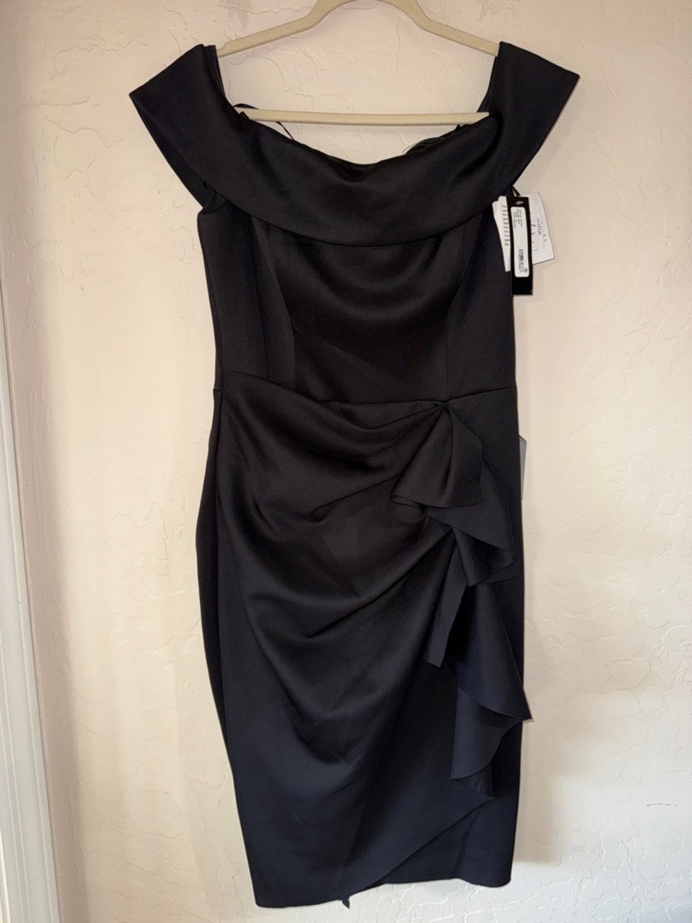 Xscape black off the shoulder little black
Midi dress.NWT size 14